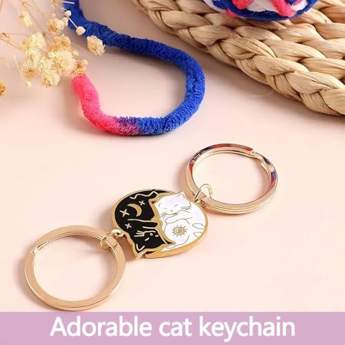 Image of Zibuyu Cute Cat Anime Matching Keychains - Couple Gift for Boyfriend Girlfriend, Husband Wife & Best Friend, Ideal for Long Distance Relationship, Anniversary & Valentines Day