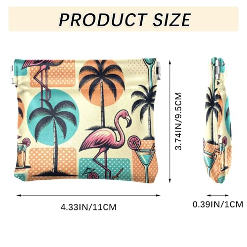 Flamingos Plam Trees Cocktails Coin Purse Leather Pouch Change Purse, Squeeze Coin Pouch for Cards, Keys & Lipsticks, Unisex3