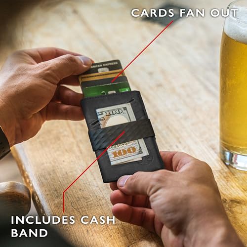 The Smith Wallet – Slim RFID Blocking Wallet for Men – Minimalist Front Pocket Wallet with Money Clip Band – Tactical Leather and Metal Wallets for Credit Cards & Cash (Black)4