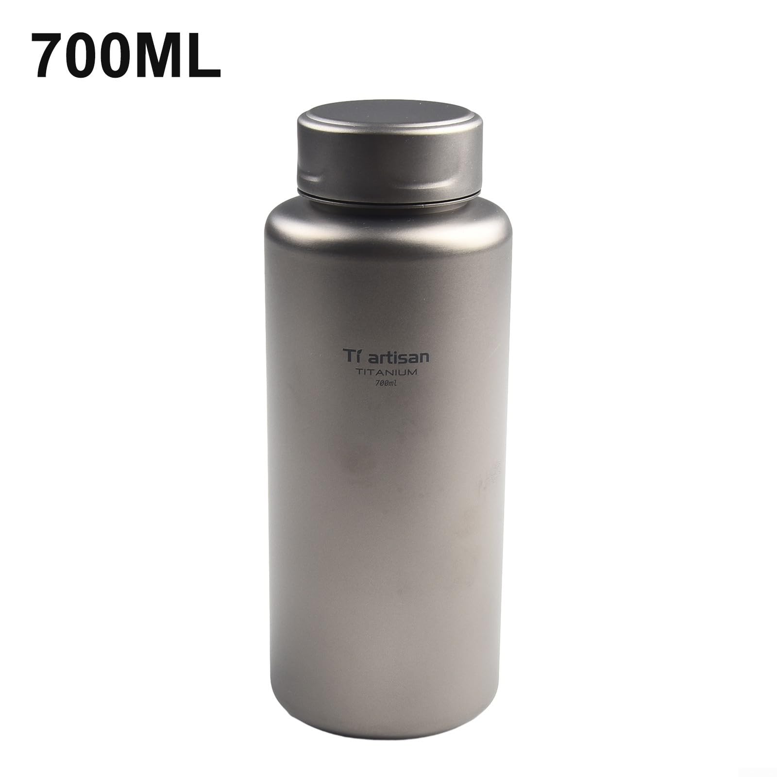 Bouteille en titane de 700 ml et 1 L pour randonnée et camping - Étanche - Large ouverture - Filetage interne - Joint d'étanchéité (700 ml)