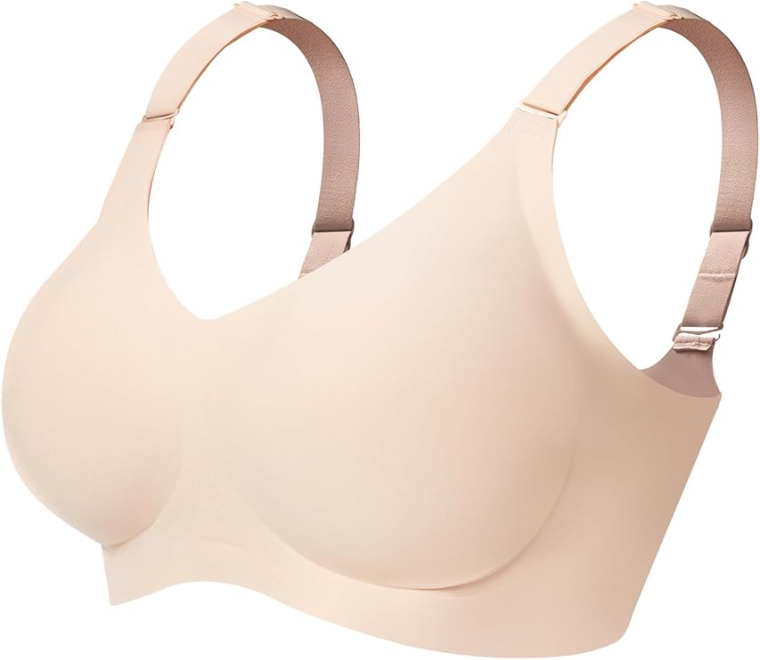 PoseFree Wireless Bras for Women No Underwire Full Coverage Supportive Seamless Back Fat Smoothing Padded Push Up Bra