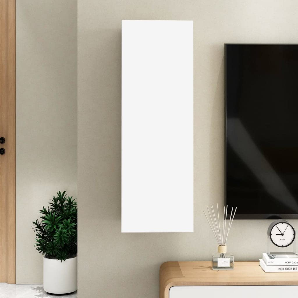 vidaXL Mueble para TV Colgante Soporte Armario Aparador Estante Salón Sala de Estar Decoración Entretenimiento de Contrachapada Blanco 30,5x30x90 cm