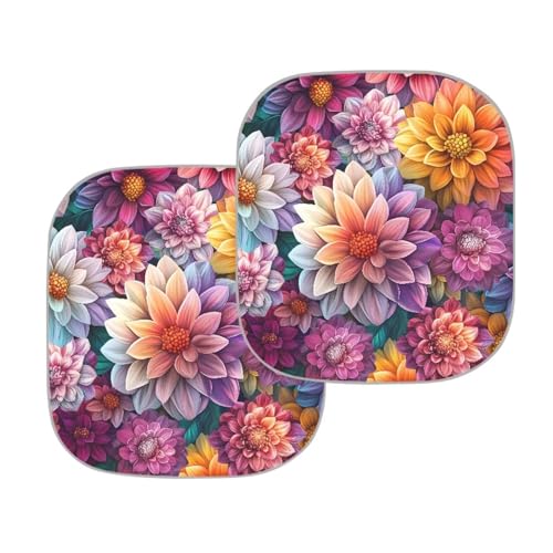 Image of Pink Dahlia Car Windshield Sun Shade Foldable 2-Piece Car Windshield Sunshades Window Shades Cover Sun Visor Shield for Most Sedan Truck SUV Auto Interior Protector
