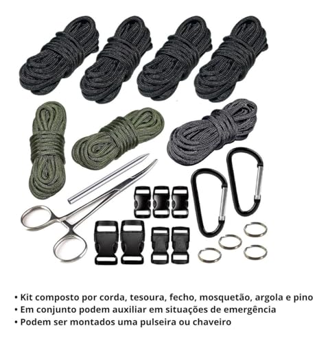 Kit Para Fazer Pulseira 7 Paracord Fechos Tesoura Agulha Ntk