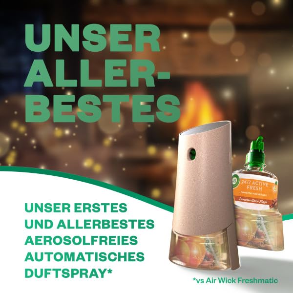 Air Wick Active Fresh – Aeorosolfreier, automatischer Lufterfrischer – Raumduft Pumpkin Spice Magic – 4 x 228 ml Nachfüller – Ansicht 3