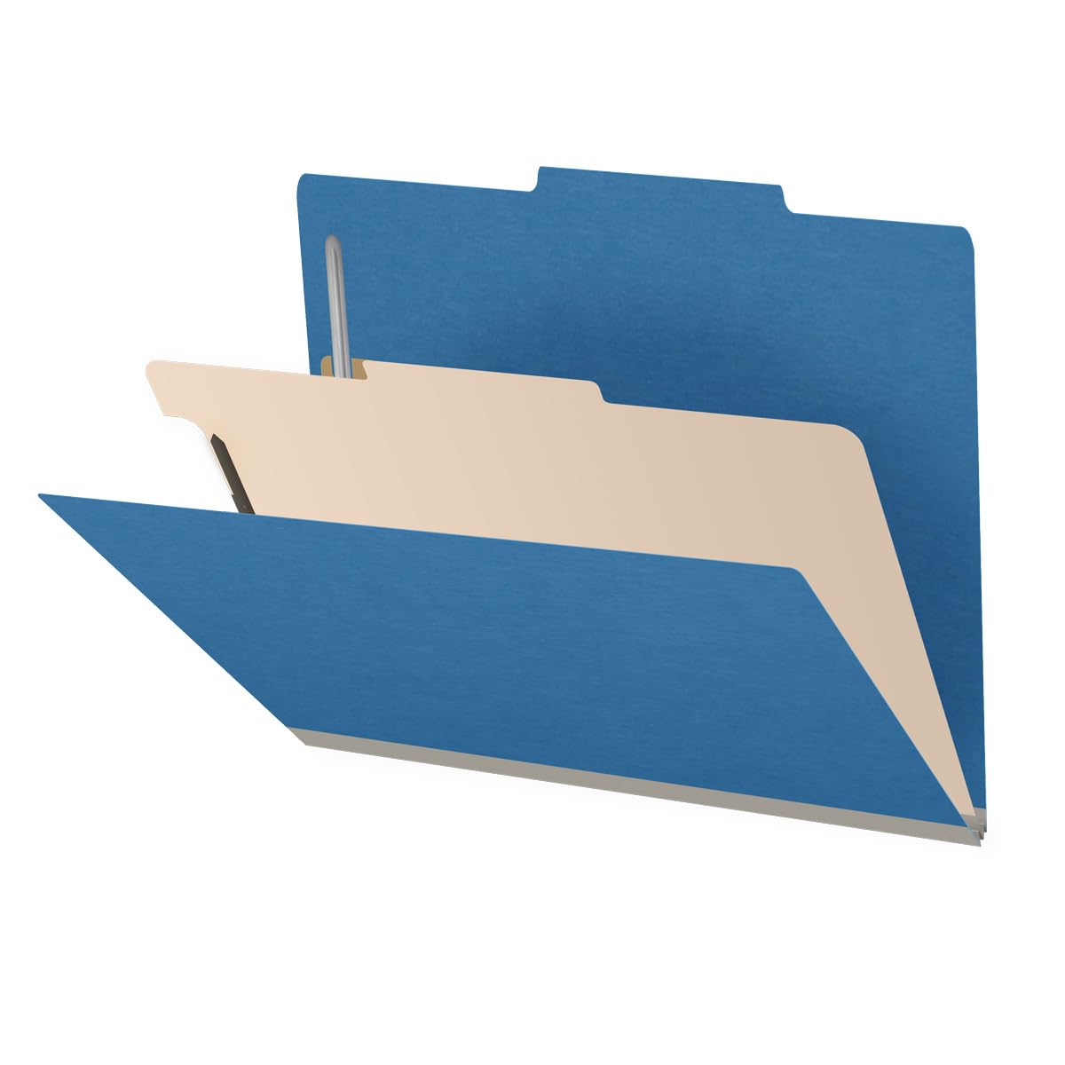 25 Pt. Pressboard Classification Folders, 2/5 Cut ROC Top Tab, Letter Size, 1 Divider, Royal Blue (Box of 10)