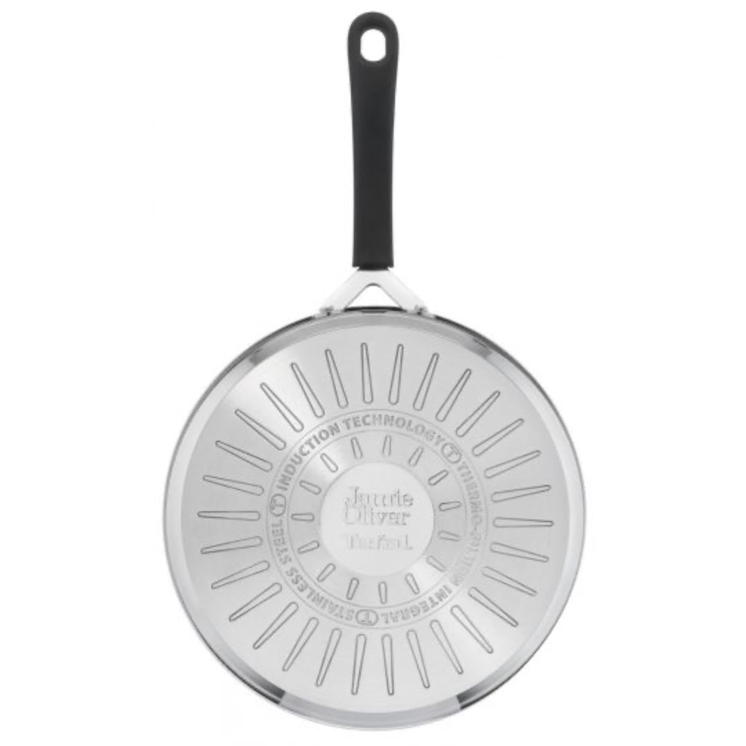 Tefal Jamie Oliver By E3033344 - Sartén de acero inoxidable con tapa de cristal (25 cm), diseño rápido y fácil