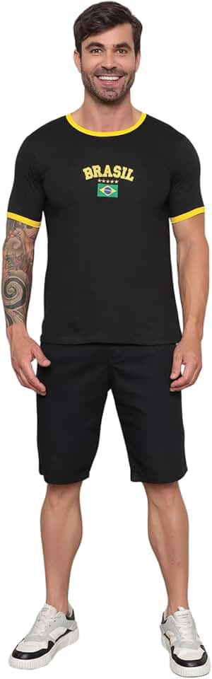 Blusa da Brasil Bordada Masculina Copa do Mundo Seleção Brasileira