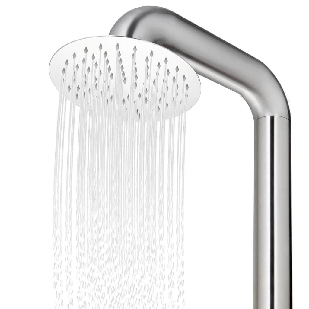 Ducha de jardín de 225 cm de acero inoxidable 304 cepillado con alcachofa de ducha de 25 cm y ducha de mano de 1,5 m flexible para jardín, piscina, terraza, experiencia moderna de ducha
