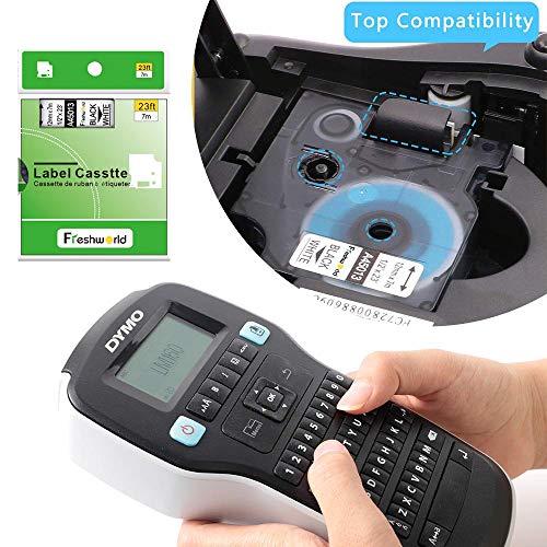 Freshworld Compatible Dymo D1 Label Tape 45010(S0720500) 45013(S0720530) Refill,Black On Clear/White,1/2Inch X 23 Ft Labeling Tape For Dymo Labelmanager Pnp 160 210D 260P 280 360D 420P Label Maker,2P #TOP1