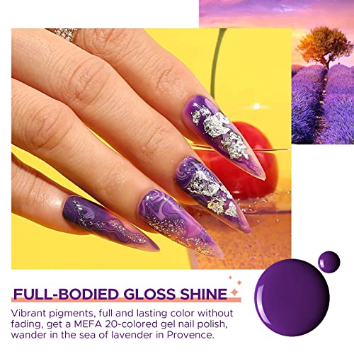 Mefa Lavender Gel Nail Polish Set With Glossy Matte Top Base Coat, Glitter Pink Purple Burgundy Gold Champagne Coral Sparkle Shades Colors Long-Lasting Soak-Off 23 Pcs Starter Kit Manicure Nail Art Diy Salon Holiday Gift For Women Girls #TOP4