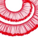PH PandaHall Cinta de costura de poliéster con volantes rojos de 6.10 pulgadas de ancho para hacer disfraces de Lolita, costura, envoltura de regalos, decoración del hogar, adornos de manualidades