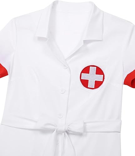 Miniatura 6 de Disfraz sexy de enfermera traviesa para mujer, disfraz de cosplay, vestido elegante, vestido acampanado con sombrero