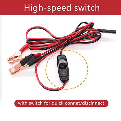 image for mxuteuk 8FT SAE 16AWG Wire Harness with On/Off Switch Gold Alligator C