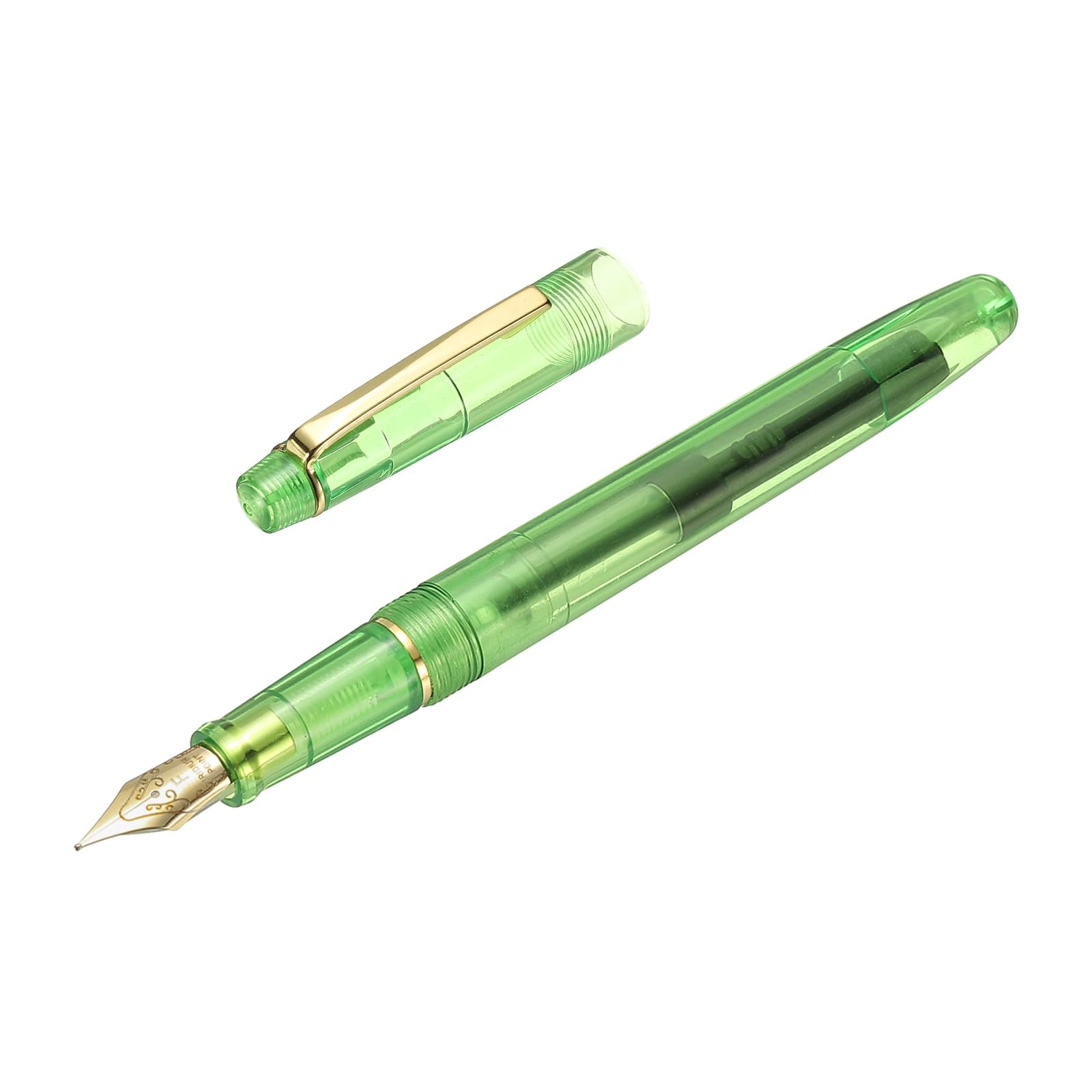 PATIKIL Fountain Pen Medium Nib, Fountain Pen Barrel Handcrafted Pen for Professional Office Journaling Gifts, Transparent Green