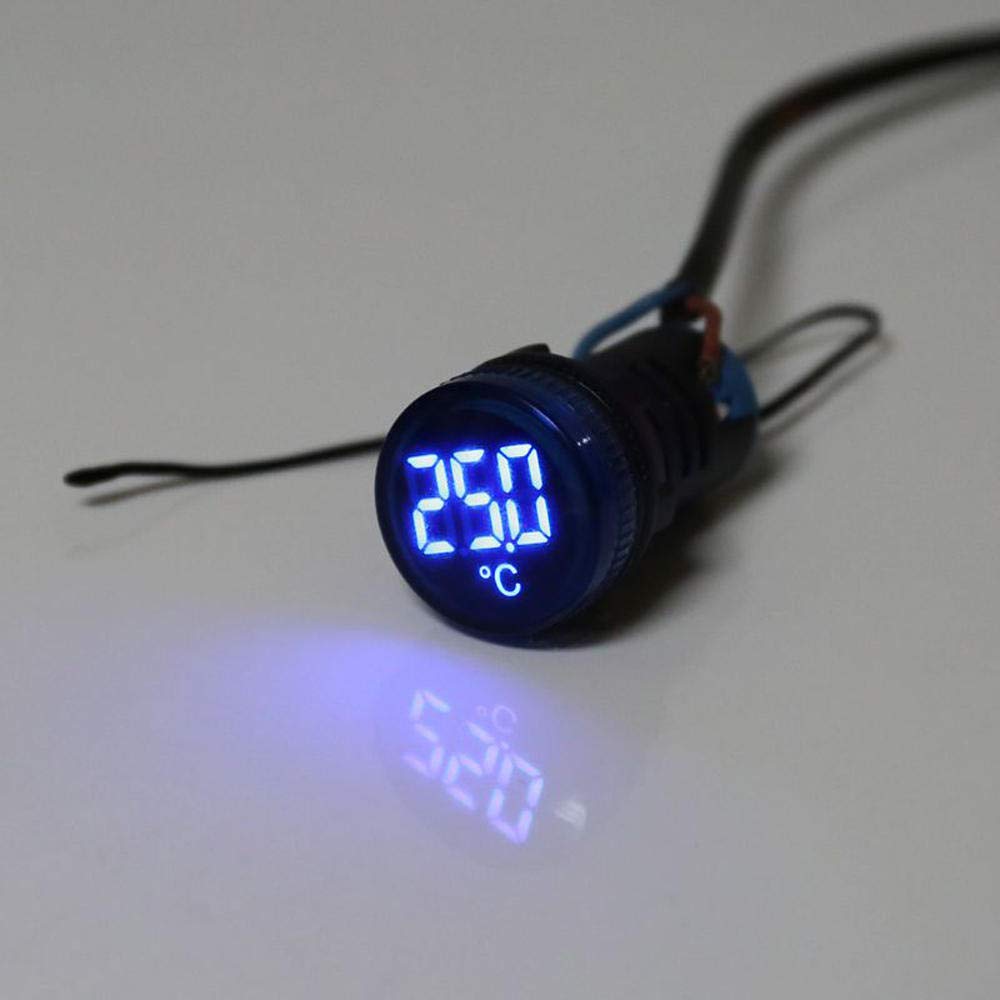 BRUYOMEI LED Thermometer Indicator Blue Light LED Digital Display Temperature Induction Ranging 3pcs 22mm AC 50-380V