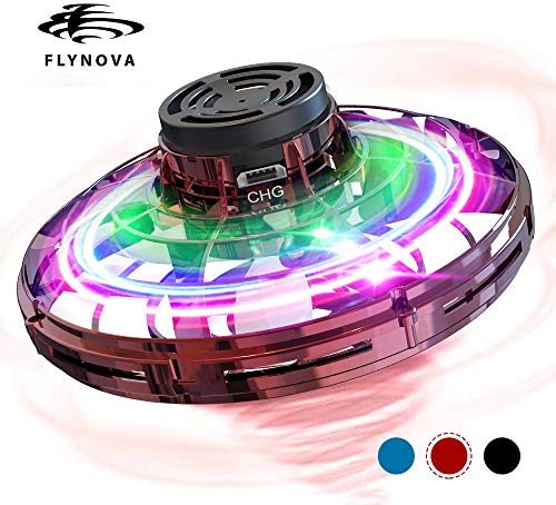 VICTOREM FlyNova Flying Spinner - Mini Drone pour Adultes et Enfants UFO Jouets de Ballon Volant USB Rechargeable Hélicoptère avec Lumières LED Clignotantes, Cadeau de Anniversaire/Noël (Rouge)