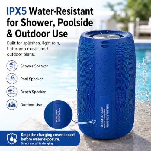 Image of Musibaby M68 Portable Wireless Speaker, 24H Playtime, Blue
