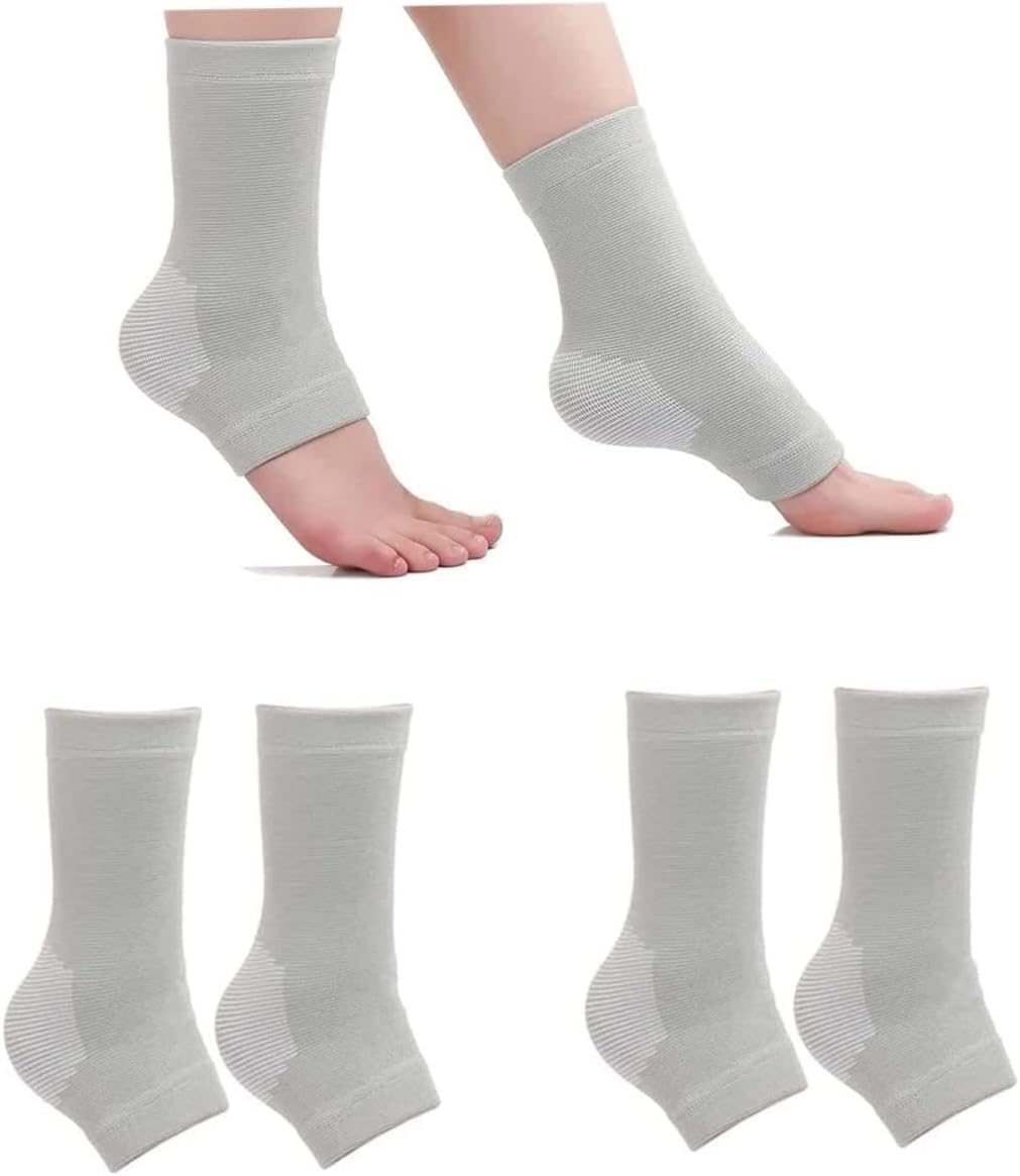 SWENAT 2 Pairs Ankle Compression Socks Bamboo Foot Sleeves Ankle Brace Compression Support Sleeve for Plantar Fasciitis, Arch Support, Foot & Ankle Swelling
