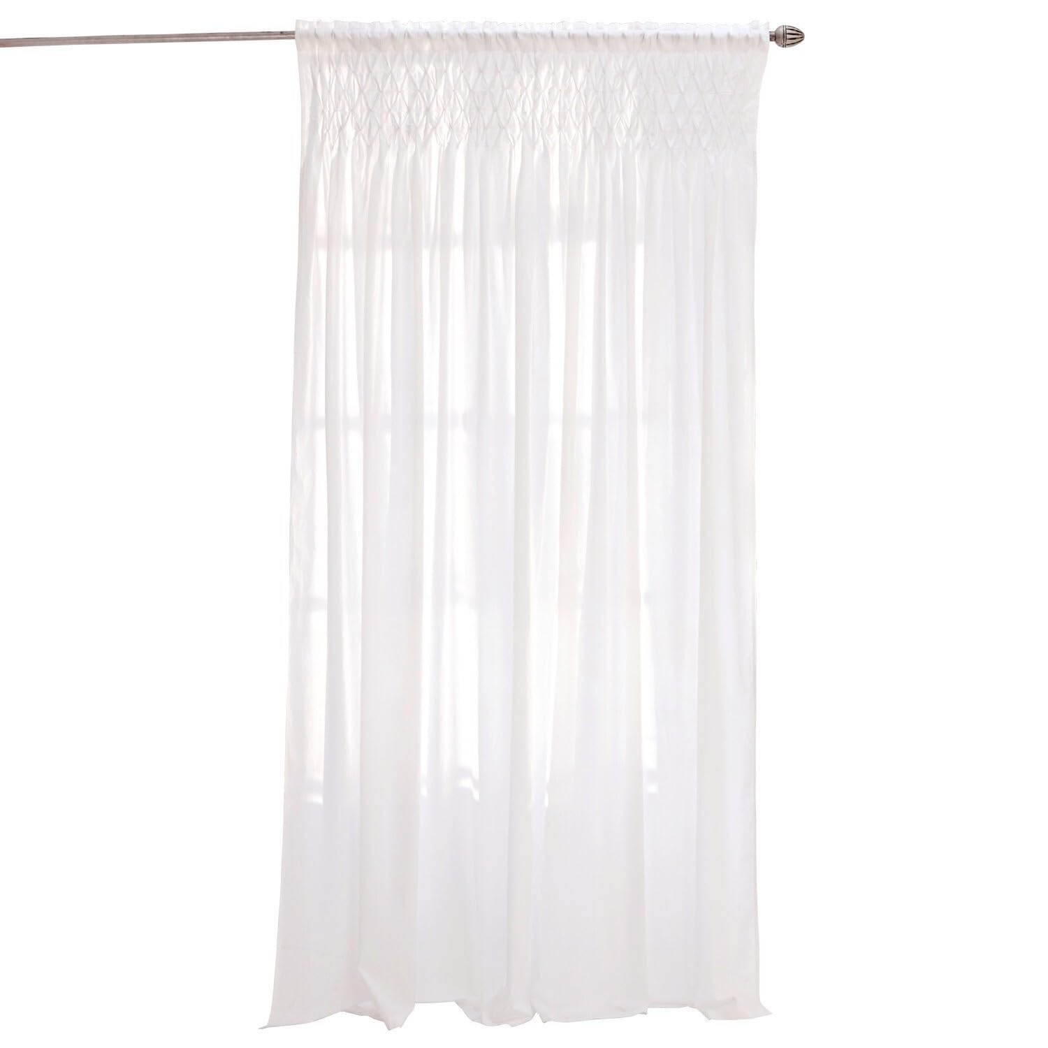 Loberon Otilie Tenda - Design Sobrio - Bordo Superiore a Punto Smock, Bianco
