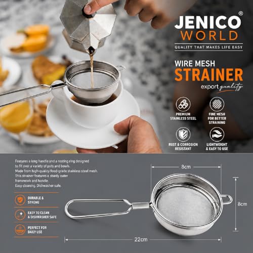 Image of Tea Filter,Chai Chhalni, Coffee Strainer, Tea Infuser, Juice and Oil Filter with Wire Handle and Stainless Steel (Tea Strainer 2 Pcs)