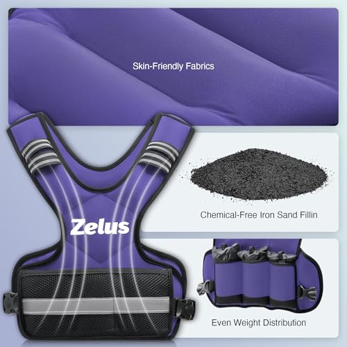 Image of ZELUS Weighted Vest for Men and Women | 4-10lb /11-20lb /20-32lb Vest with 6 Ironsand Weights for Home Workouts | Adjustable Body Weight Vest Exercise Set for Cardio and Strength Training