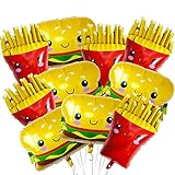 10Pcs French Fries Balloons Hamburg Balloons Food Birthday Foil Balloons for Birthday Fast Food Snacks Themed Party Decorations Supplies