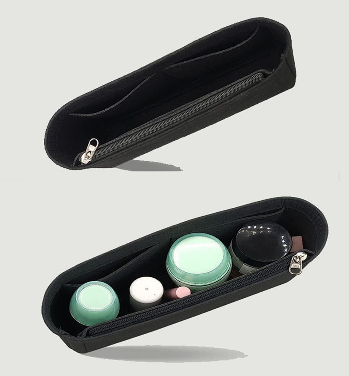 Lckaey Felt Bag Insert Organizer for woc liner chain bag lining storage bag insert 3005-black