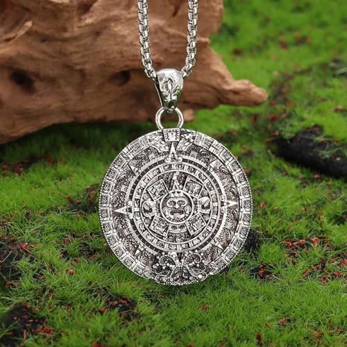 Collier aztèque de chance pour homme, pendentif maya rétro à offrir
