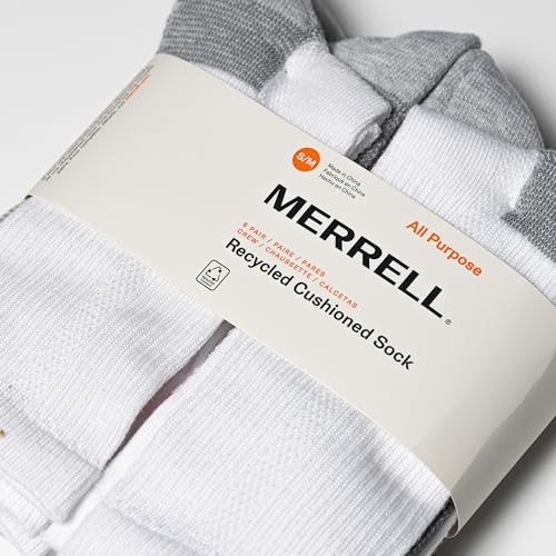 Image of Merrell Men's and Women's Recycled Cushioned Crew Socks-6 & 12 Pairs-Hiking Arch Support