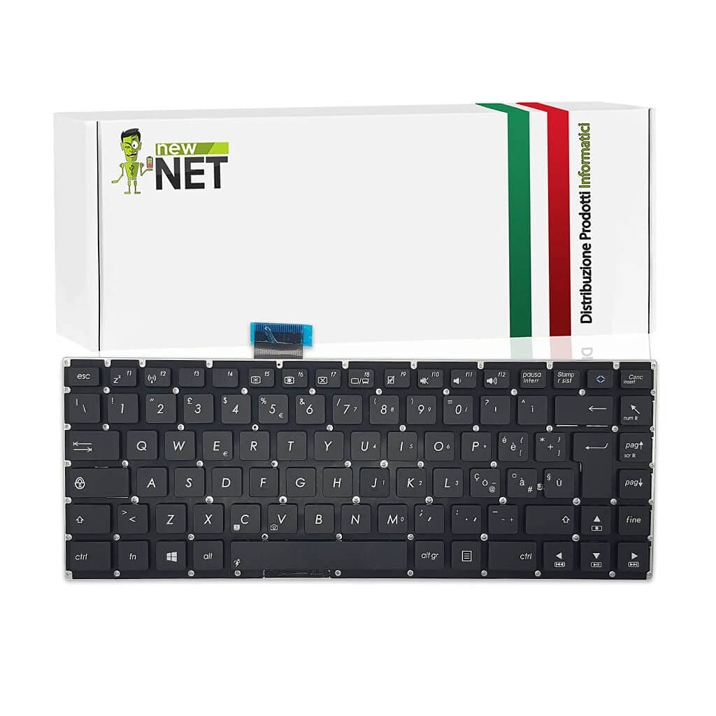 New Net Tastiera Italiana Per Notebook ASUS - NSK-US40E / Q111242A4401 (Senza Frame, Tasti Neri)