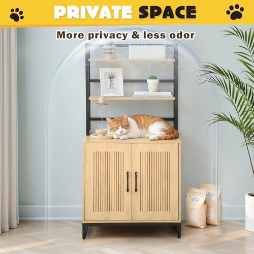 Mueble encerramiento para arenero de gato con estantes y puerta miniatura 5