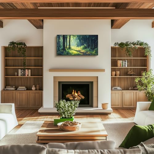 SERIMINO Green Forest Large Wall Art, Dreamy Natural Landscape Art Paintings, Summer Vibrant Scenery Rustic Wall Decor Living Room Bedroom Canvas Prints, Modern Farmhouse Bathroom Decoration 20"X40"
