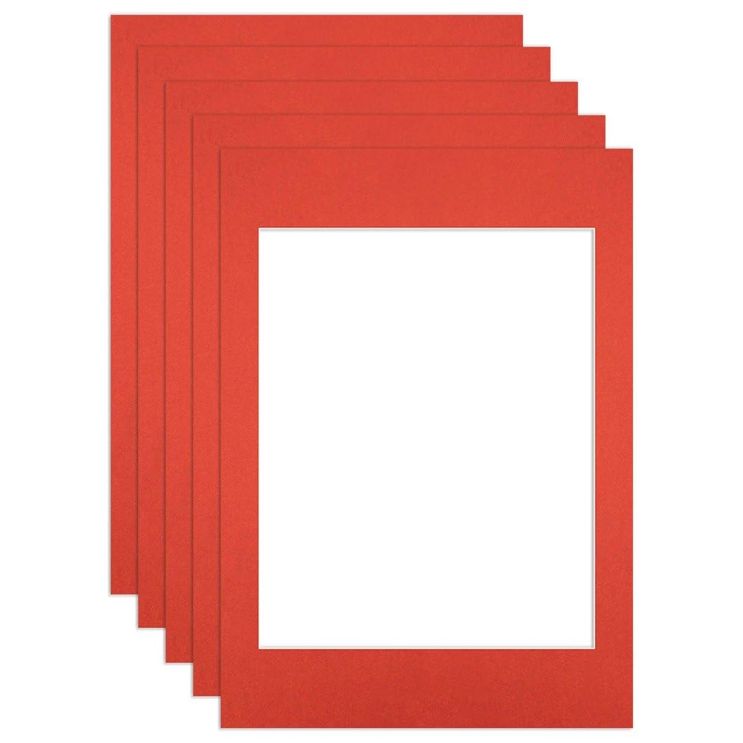 Procut Global 70x50cm Poppy Red Picture Mounts to Fit 50x40cm Aperture - Precision Cut Cardboard Photo Mount - Ideal for Frames, Prints, Artwork & Certificates - Sizes & Colours Available - 5 Pack