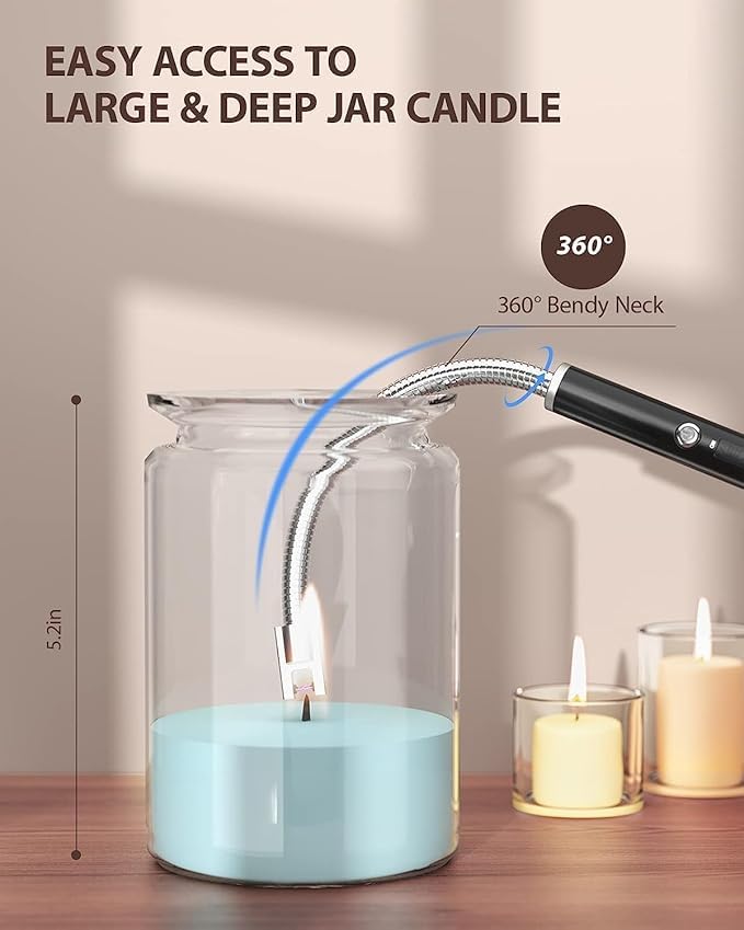 Image of Partish Rechargeable Electric Gas Lighter for Candles and Stove | Plasma Flameless Windproof USB 360 Flexible Neck Arc for Diwali Fireworks (Multi)