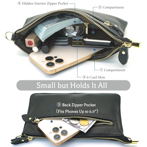 Top-Grain Leather Small Crossbody Bags for Women – Convertible Phone Purse, Clutch & Shoulder Bag for Daily Use4