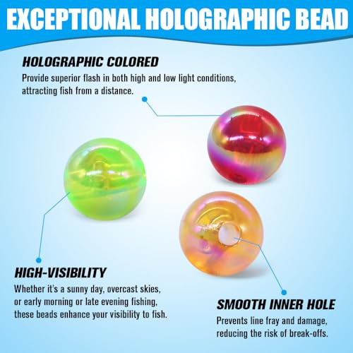 image for XFISHMAN Fishing Beads - 1000-Piece Assortment (5mm, 6mm, 8mm) - 10 Co