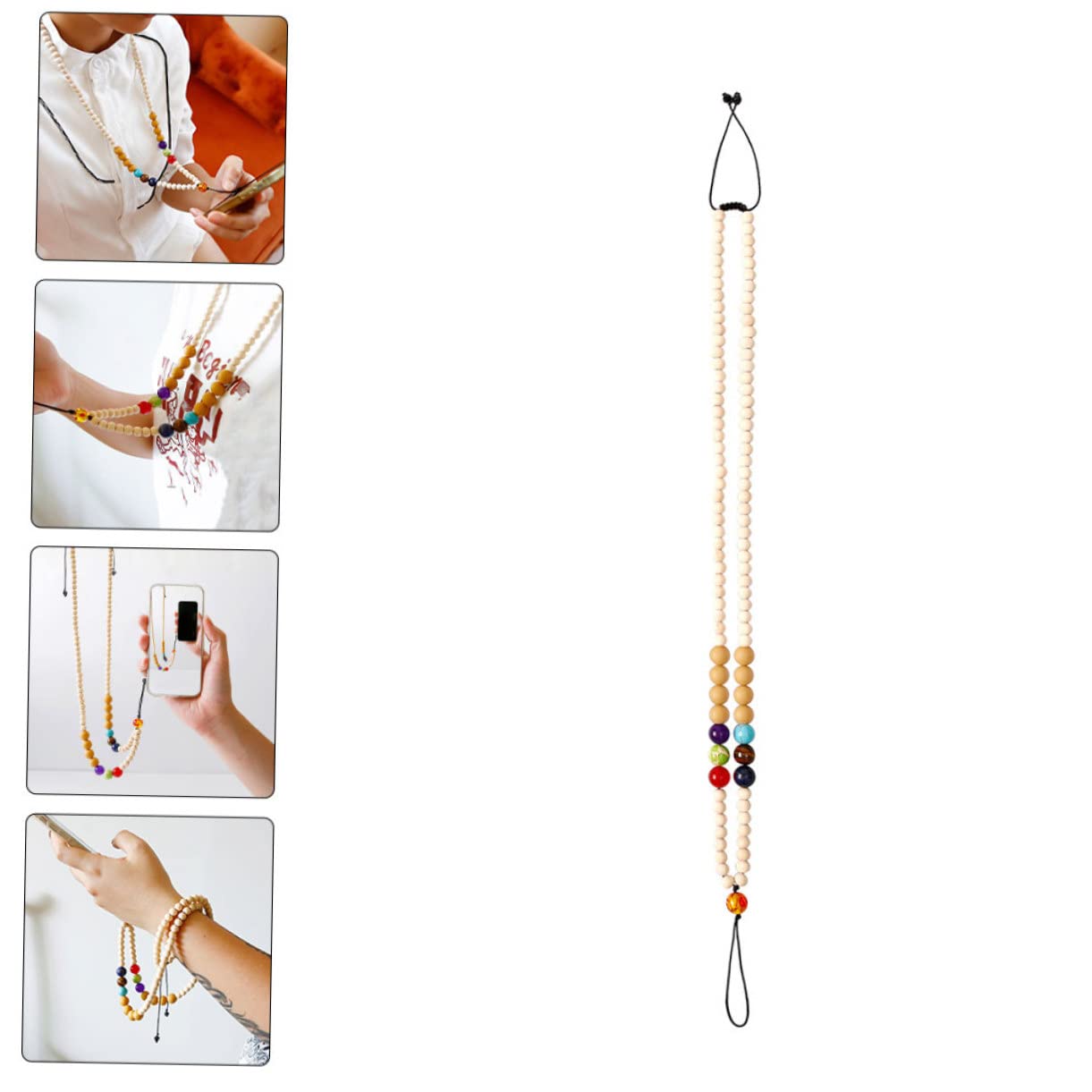 3 Piezas De Cadena De Cuentas De Silicona Para Teléfono Celular Correa Para Colgar Portátil Práctico Cordón Para El Cuello Para Exteriores
