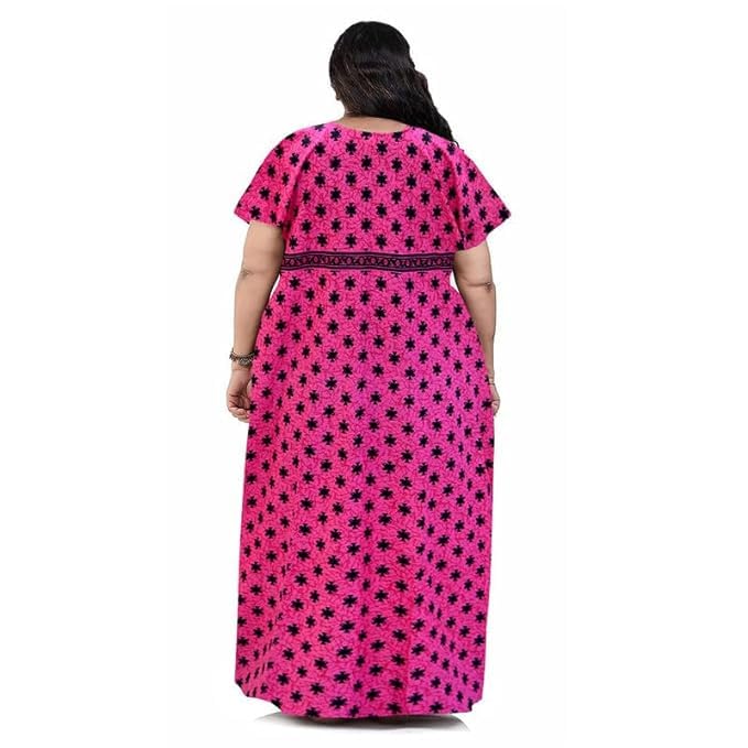 Image of Nighty for Women Cotton Printed Maxi Gown Ankle Length Nighty Night Dress Gown for Women Maxi - Free Size