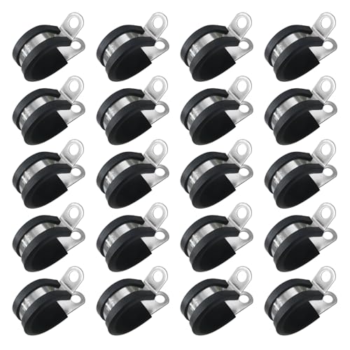 Colliers de Serrage en Caoutchouc 20 pcs Colliers de Fixation de Tubes P-Clips de Serrage Coussin Collier pour Tuyaux Doublés (19 mm)
