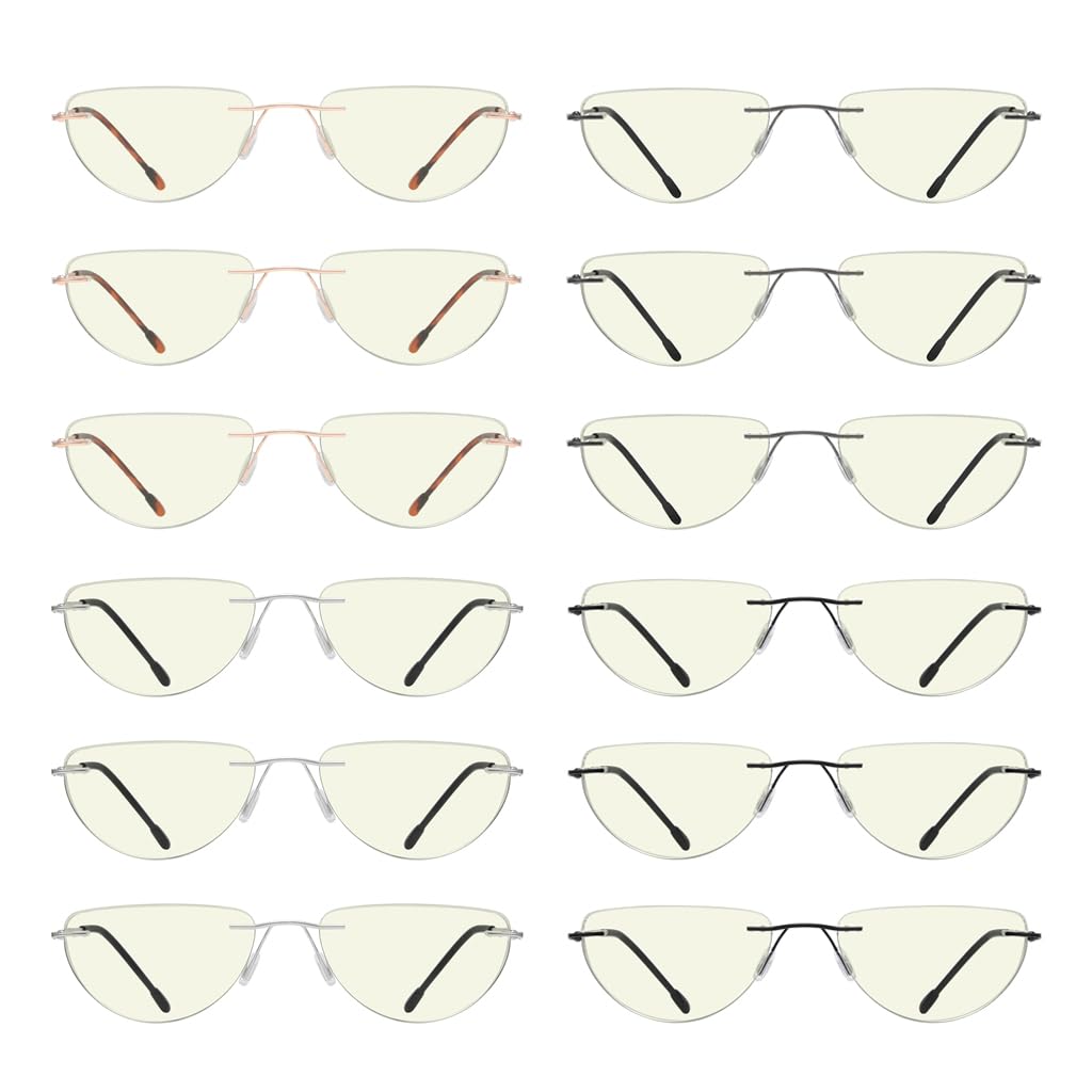 Eyekepper 4-pack Reading Glasses Blue Light Blocking Thin Metal Hollow Frame Women Men Readers