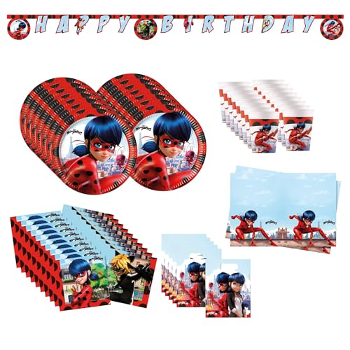 60-tlg. Miraculous Ladybug Party Set für Kindergeburtstag