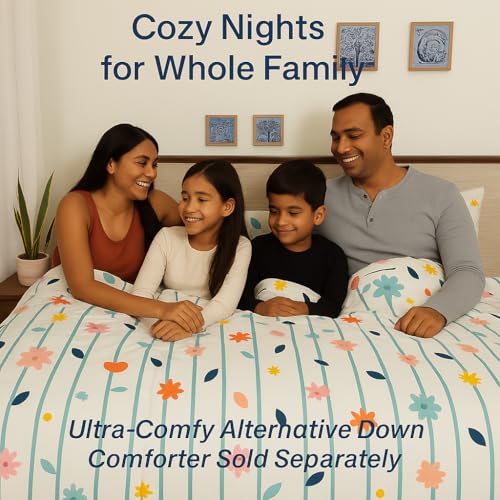 Image of King Size Bedsheet 108x108 Inches, 100% Microfiber with 2 Pillow Covers, Soft Breathable, Wrinkle-Free, Ray of Flowers Design