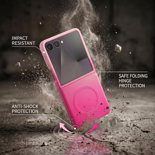 Image of amazon basics Gradient Mag-Safe Case for Samsung Galaxy Z Flip 7 5G | Soft Silicone Shockproof Cover with Camera Protection | Slim Lightweight Design | Smooth Touch & Durable - Light and Dark Pink