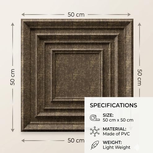 Image of Kayra Decor 3D PVC Wall Panels for Bedroom & Living Room | Accent Design | Magnum Brown Color | 19.7 x 19.7 Inch | Pack of 12 | 32.28 Sq Ft