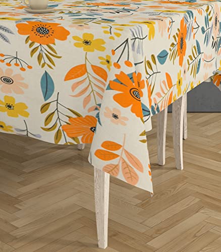 Image of Amazon Brand - Umi Super Soft Brushed Microfiber Cotton Dining Table Cloth, Printed Rectangular 6 Seater Table Cover 60X90(Inches)