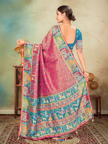 Image of Glory Sarees Women's Luxurious Dola Pure Silk Original Saree Position Print Work Madhubani Inspired Motifs Banarasi Kanjivaram Style Saree With Blouse Piece (Elegant101 Parent)