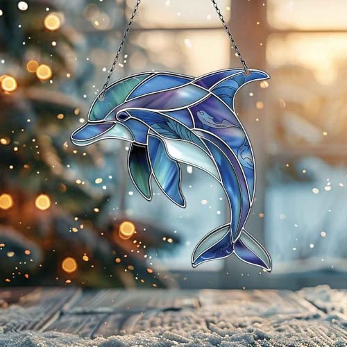 Image of Dolphin Acrylic Ornament Gift for Dolphin Lovers Christmas Hanging Decor