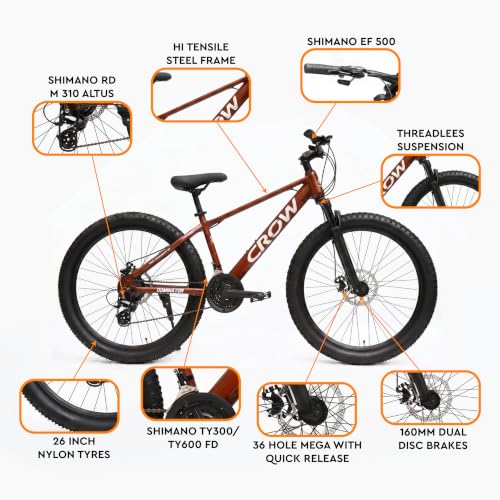 Image of CROW Dominator 21 Speed Cycle for Boys | 15.5 INCH Frame | 26T Mountain Bike | Suspension Fork| Dual DISC | Stunt Cycle | Bicycle for Adults |Cycle for Boys 12 to 15 Years.