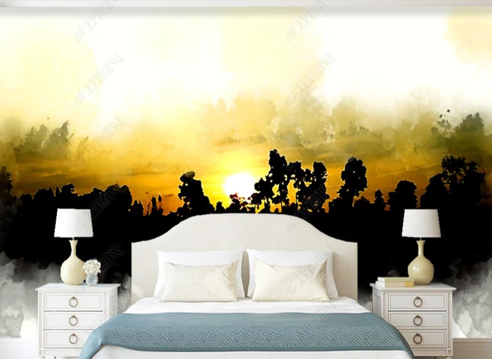 Poster géant mural coucher du soleil pour créer un salon chaleureux et cocooning